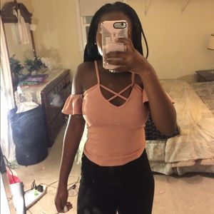 Off the Shoulder Lace-up Top